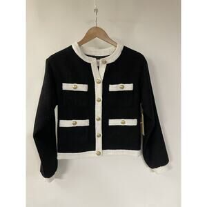 Anthropologie Colorblock Tweed Coatigan Black And White New Xxs